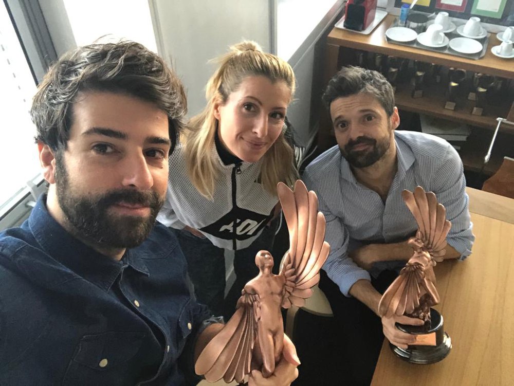 DDB Spain showing off their Bronze LIAs they were awarded for Heroes of Today