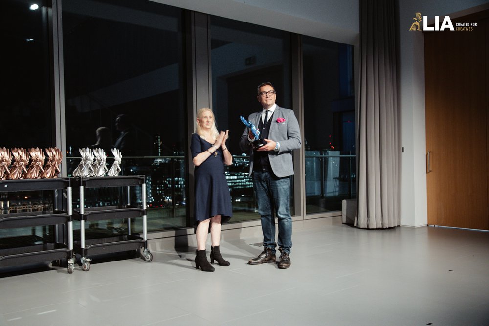 Barbara Levy Presenting Stephan Vogel with Ogilvy Europe Regional Agency of The Year Award